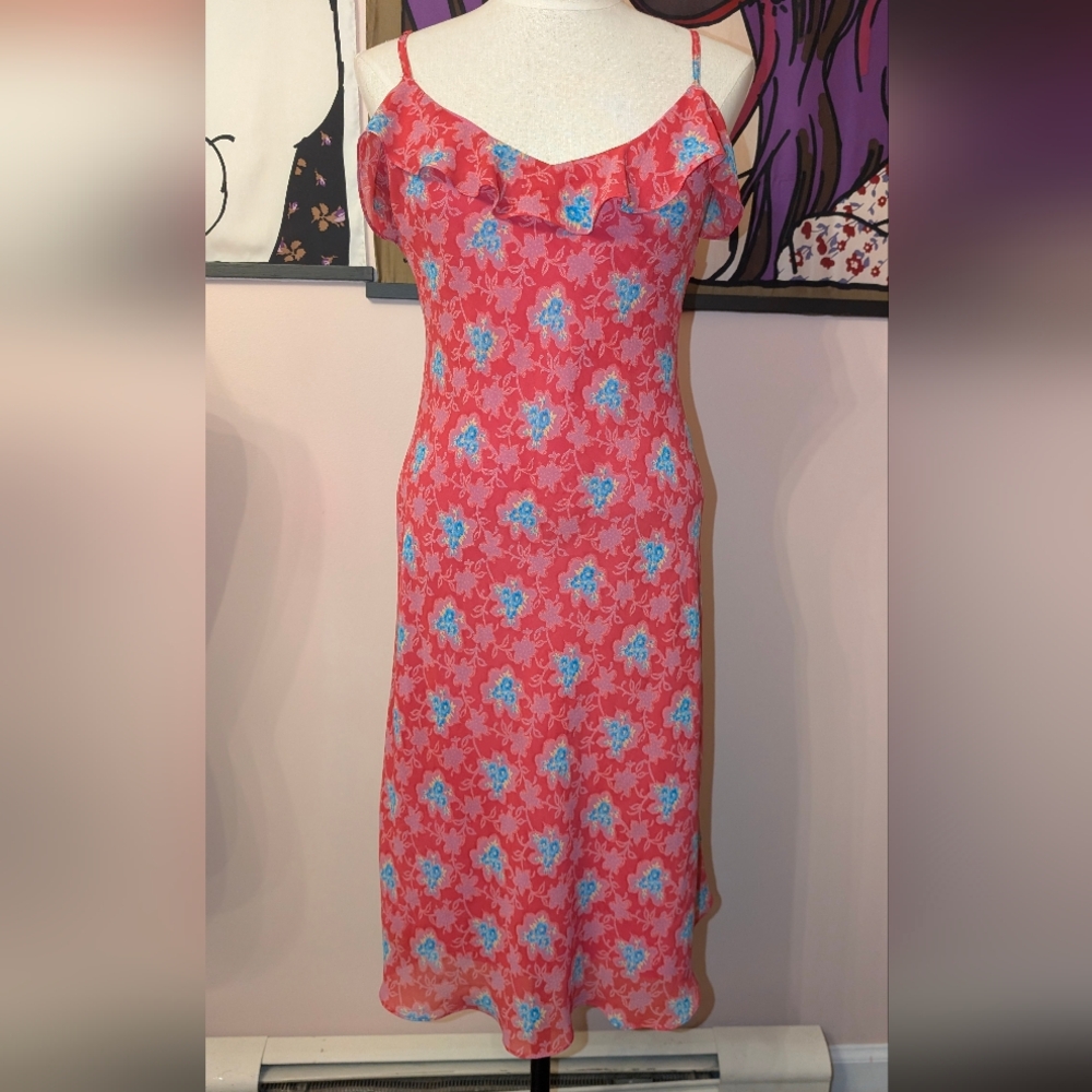 Betsey Johnson Pink and Blue Floral Midi Dress